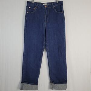 OAT New York High Rise Cuffed Jeans women's size 12/31 Blue Grunge Retro Classic